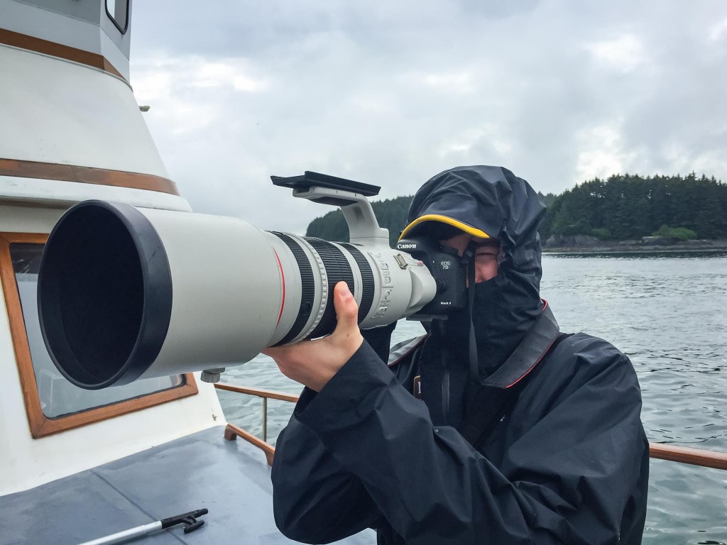 Max Goldberg photographing grizzly bears and other wildlife in Alaska