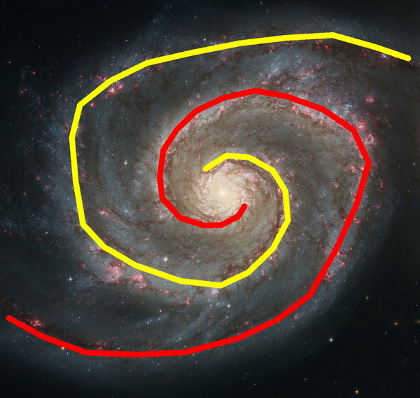 Spiral Graph asks users to trace out the shape of a spiral galaxy’s arms, giving astronomers a potential proxy for studying a number of other properties. That may include things like the size of supermassive black holes, and the overall mass of its dark matter and stars. (Spiral Graph/NASA, ESA, S. Beckwith (STScI), Hubble Heritage Team (STScI/AURA)