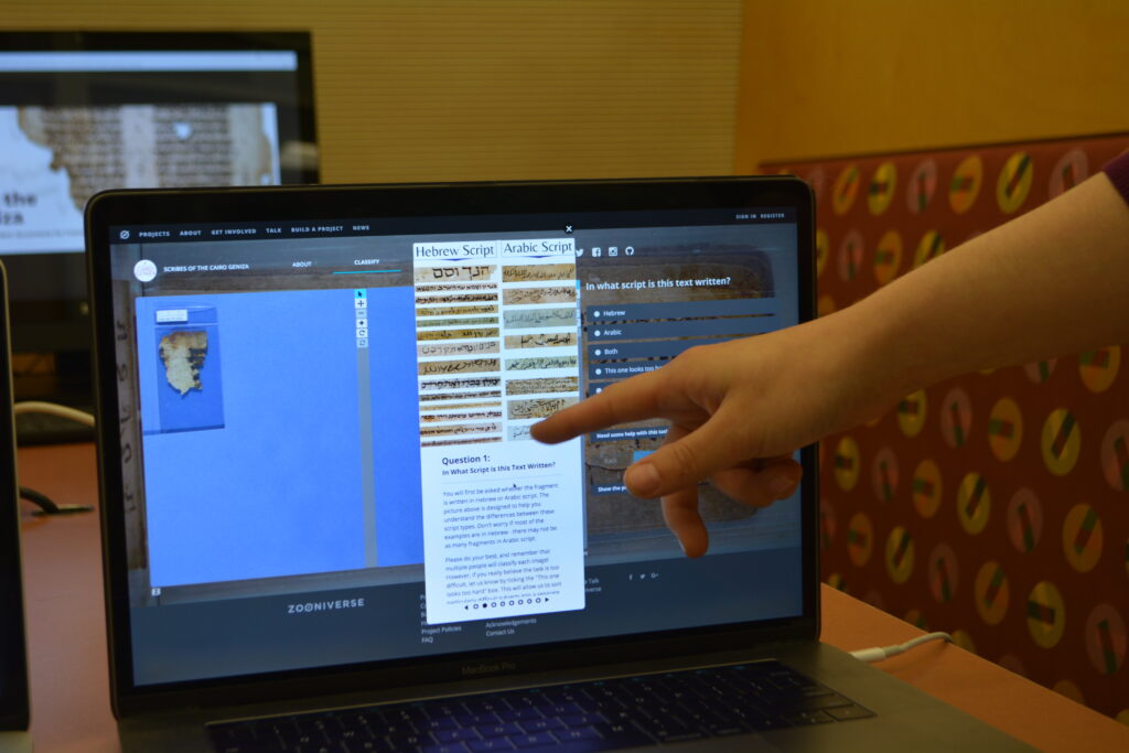 A citizen scientist participating in Scribes of the Cairo Geniza online.