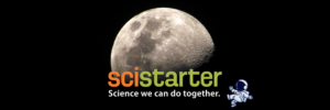 Scistarter logo in front of a photo of the moon.