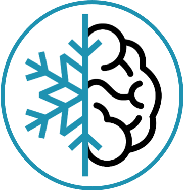 Round logo with one half of a brain joined up with one half of a snowflake. Image credit: SkNOWLEDGE COLLECTIVE 